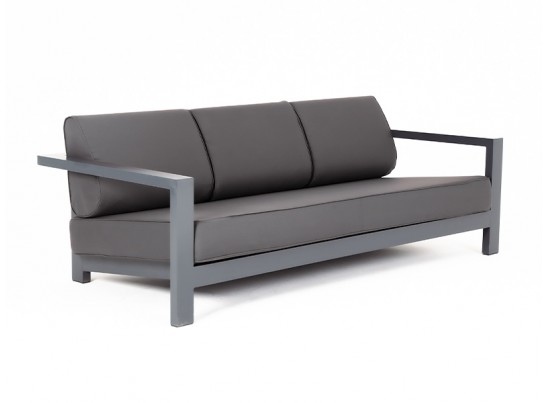 "Гранада" диван 3-местный, каркас алюминий темно-серый (RAL7024) муар, ткань темно-серая 027 в Кургане