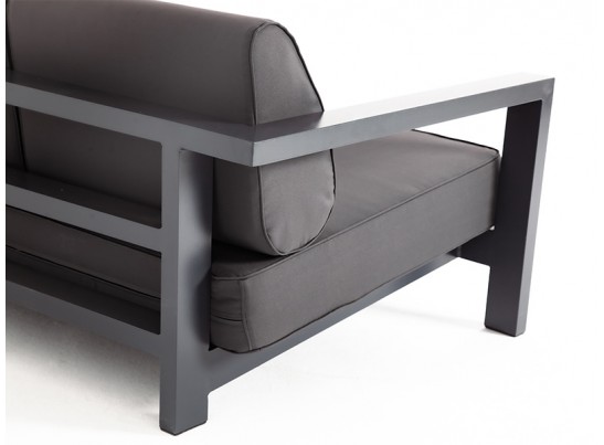 "Гранада" диван 3-местный, каркас алюминий темно-серый (RAL7024) муар, ткань темно-серая 027 в Кургане