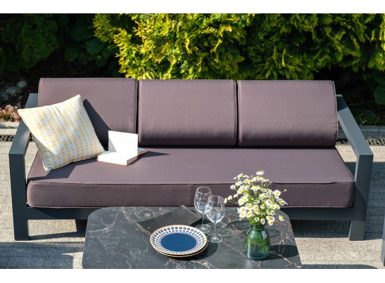 "Гранада" модульный диван угловой, цвет серый, цвет подушек бежевый в Кургане