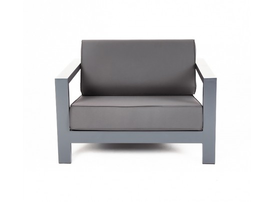 "Гранада" кресло алюминиевое, цвет темно-серый (RAL7024) муар, ткань темно-серая 027 в Кургане