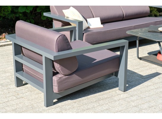 "Гранада" кресло алюминиевое, цвет темно-серый (RAL7024) муар, ткань темно-серая 027 в Кургане