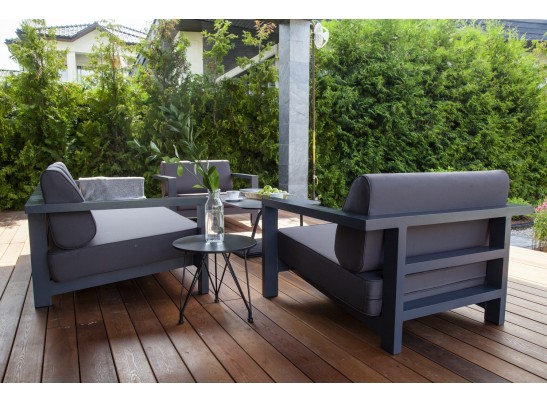 "Гранада" кресло алюминиевое, цвет темно-серый (RAL7024) муар, ткань темно-серая 027 в Кургане