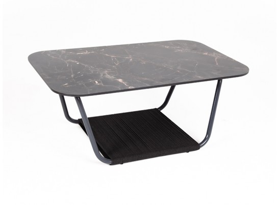 "Гранада" журнальный стол 90х50см из HPL, цвет "черный мрамор" в Кургане