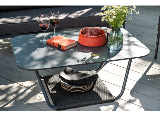 "Гранада" журнальный стол 90х50см из HPL, цвет "черный мрамор" в Кургане