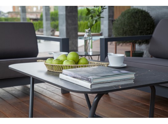 "Гранада" журнальный стол 90х50см из HPL, цвет "черный мрамор" в Кургане