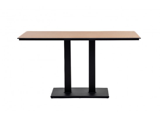 "Каффе" обеденный стол из HPL 140х70см, цвет "дуб", подстолье двойное черное чугун в Кургане