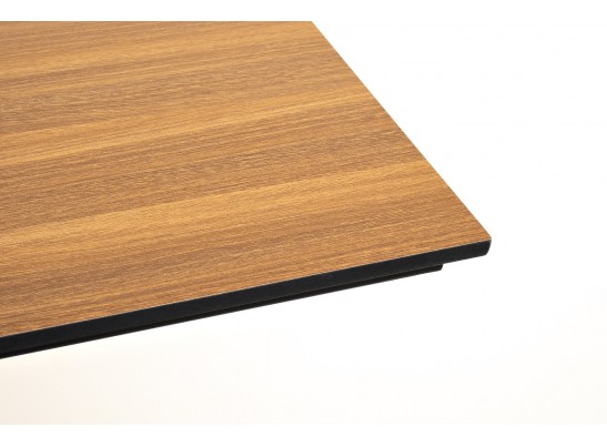 "Каффе" обеденный стол из HPL 140х70см, цвет "дуб", подстолье двойное черное чугун в Кургане