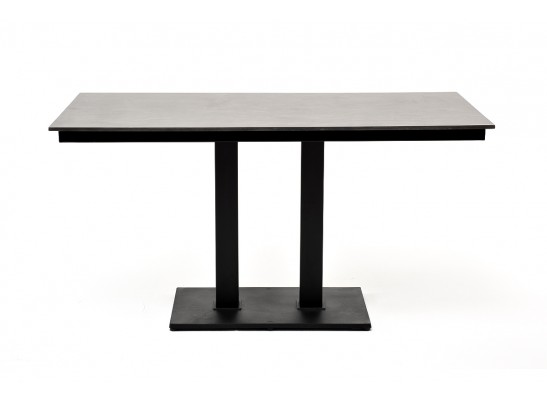 "Каффе" обеденный стол из HPL 140х70см, цвет "серый гранит", подстолье двойное черное чугун в Кургане