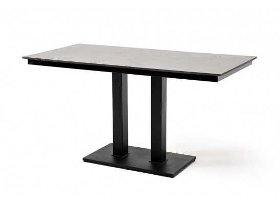 "Каффе" обеденный стол из HPL 140х70см, цвет "серый гранит", подстолье двойное черное чугун в Кургане