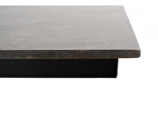 "Каффе" обеденный стол из HPL 140х70см, цвет "серый гранит", подстолье двойное черное чугун в Кургане