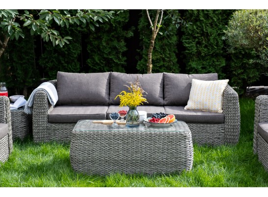 "Кальяри" журнальный столик из искусственного ротанга (гиацинт), цвет серый в Кургане