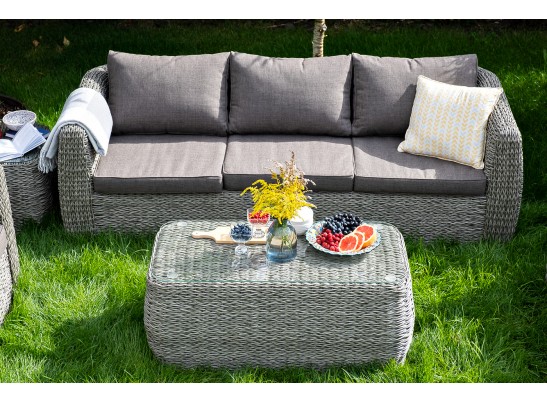 "Кальяри" журнальный столик из искусственного ротанга (гиацинт), цвет серый в Кургане