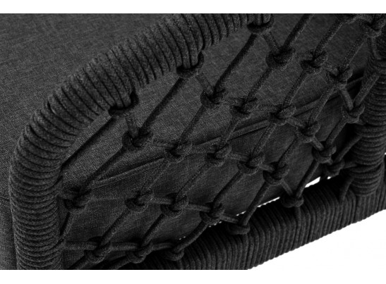 "Канны" диван 2-местный плетеный из роупа (узелки), каркас алюминий темно-серый (RAL7024) муар, роуп темно-серый круглый, ткань темно-серая 027 в Кургане