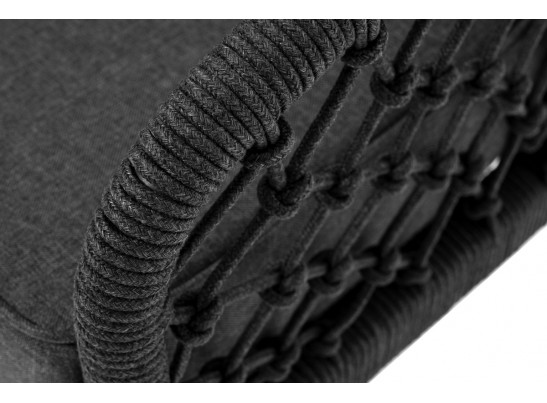 "Канны" диван 2-местный плетеный из роупа (узелки), каркас алюминий темно-серый (RAL7024) муар, роуп темно-серый круглый, ткань темно-серая 027 в Кургане