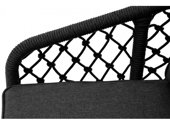 "Канны" диван 2-местный плетеный из роупа (узелки), каркас алюминий темно-серый (RAL7024) муар, роуп темно-серый круглый, ткань темно-серая 027 в Кургане