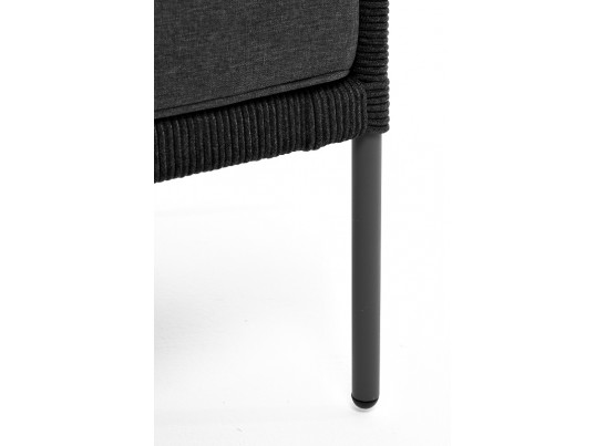 "Канны" диван 2-местный плетеный из роупа (узелки), каркас алюминий темно-серый (RAL7024) муар, роуп темно-серый круглый, ткань темно-серая 027 в Кургане