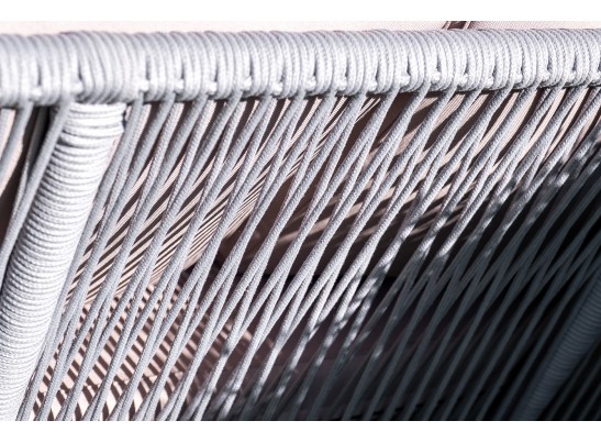 "Канны" диван 2-местный плетеный из роупа, каркас алюминий белый, роуп светло-серый, ткань светло-серая в Кургане