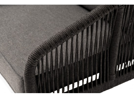 "Канны" кресло плетеное из роупа, каркас алюминий темно-серый (RAL7024) муар, роуп темно-серый круглый, ткань темно-серая 027 в Кургане