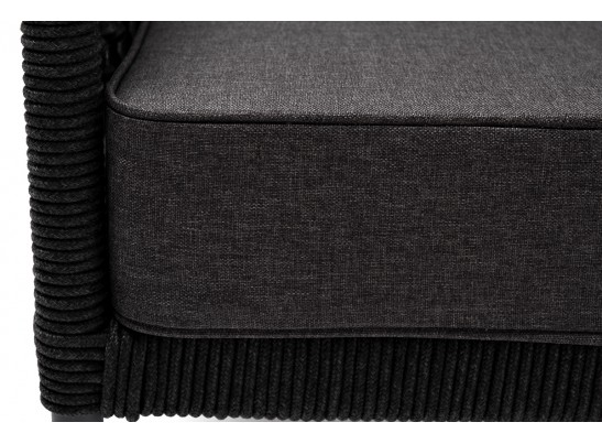 "Канны" кресло плетеное из роупа (узелки), каркас алюминий темно-серый (RAL7024) муар, роуп темно-серый круглый, ткань темно-серая 027 в Кургане