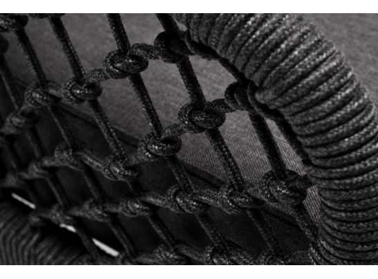 "Канны" кресло плетеное из роупа (узелки), каркас алюминий темно-серый (RAL7024) муар, роуп темно-серый круглый, ткань темно-серая 027 в Кургане