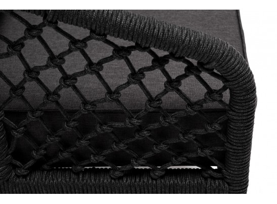 "Канны" кресло плетеное из роупа (узелки), каркас алюминий темно-серый (RAL7024) муар, роуп темно-серый круглый, ткань темно-серая 027 в Кургане