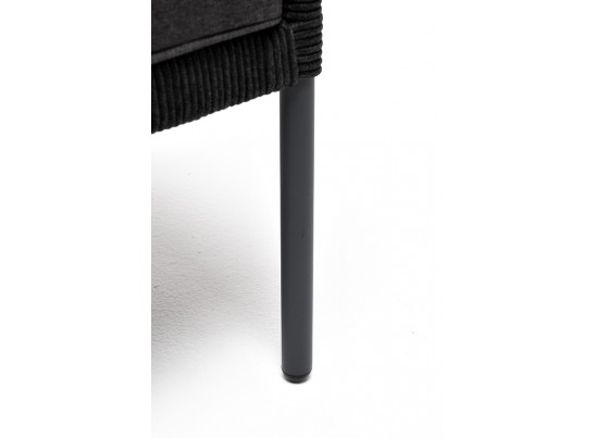 "Канны" кресло плетеное из роупа (узелки), каркас алюминий темно-серый (RAL7024) муар, роуп темно-серый круглый, ткань темно-серая 027 в Кургане