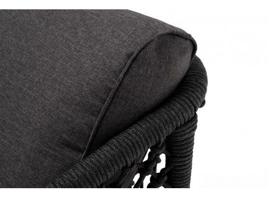 "Канны" кресло плетеное из роупа (узелки), каркас алюминий темно-серый (RAL7024) муар, роуп темно-серый круглый, ткань темно-серая 027 в Кургане