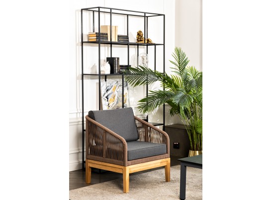 "Канны" лаунж-зона 4-ая из роупа со столиком "Канны" (серый гранит), основание дуб, роуп коричневый в Кургане