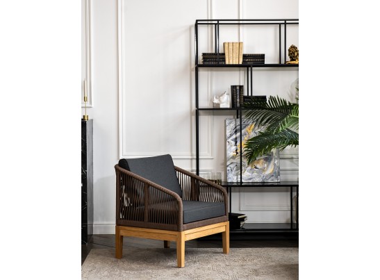 "Канны" лаунж-зона 4-ая из роупа со столиком "Канны" (серый гранит), основание дуб, роуп коричневый в Кургане