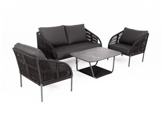 "Канны" лаунж-зона 4-местная плетеная из роупа (веревки), цвет темно-серый в Кургане