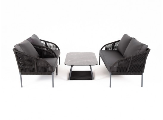 "Канны" лаунж-зона 4-местная плетеная из роупа (веревки), цвет темно-серый в Кургане