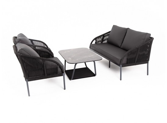 "Канны" лаунж-зона 4-местная плетеная из роупа (веревки), цвет темно-серый в Кургане