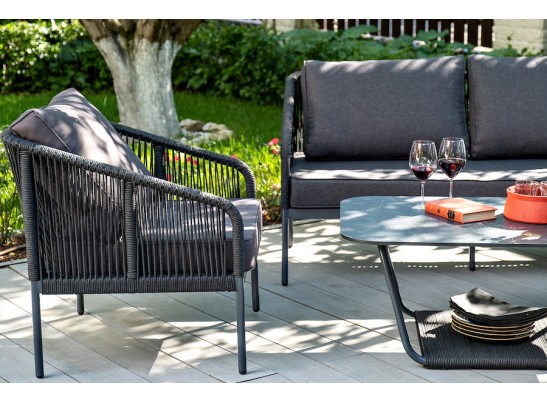 "Канны" лаунж-зона 4-местная плетеная из роупа (веревки), цвет темно-серый в Кургане