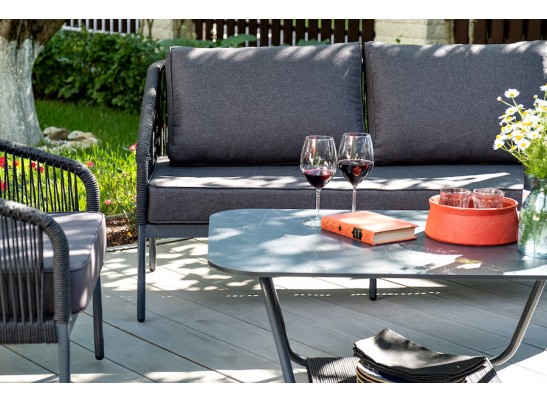 "Канны" лаунж-зона 4-местная плетеная из роупа (веревки), цвет темно-серый в Кургане