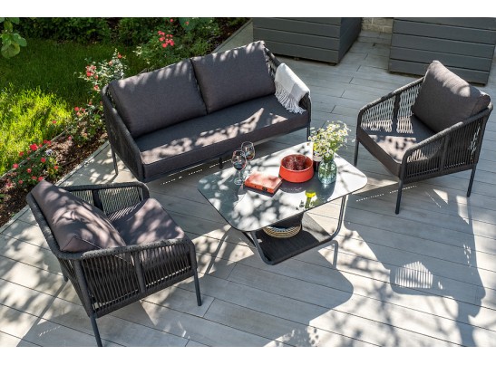 "Канны" лаунж-зона 4-местная плетеная из роупа (веревки), цвет темно-серый в Кургане