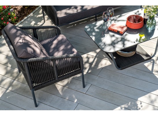 "Канны" лаунж-зона 4-местная плетеная из роупа (веревки), цвет темно-серый в Кургане