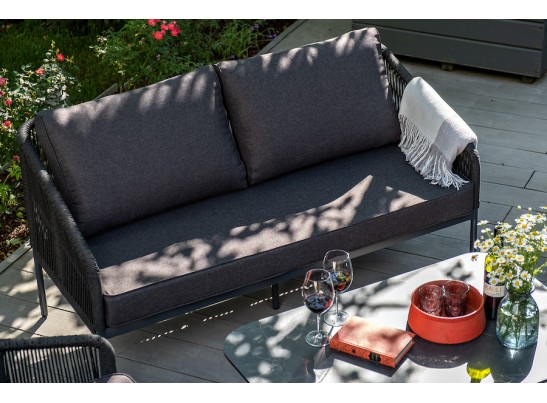 "Канны" лаунж-зона 4-местная плетеная из роупа (веревки), цвет темно-серый в Кургане