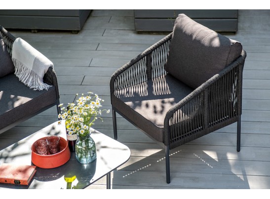 "Канны" лаунж-зона 4-местная плетеная из роупа (веревки), цвет темно-серый в Кургане