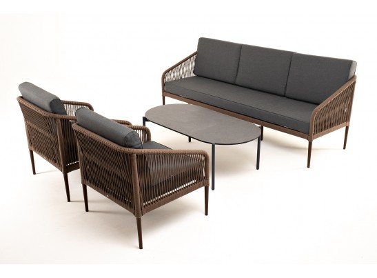 "Канны" лаунж-зона 5-местная плетеная из роупа (веревки), роуп коричневый в Кургане