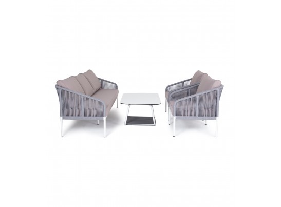 "Канны" лаунж-зона 5-местная плетеная из роупа (веревки), цвет светло-серый в Кургане