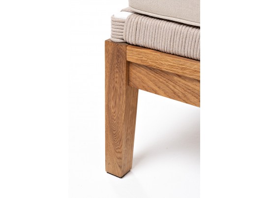 "Канны" левый модуль плетеный из роупа, основание дуб, роуп бежевый круглый, ткань бежевая 052 в Кургане