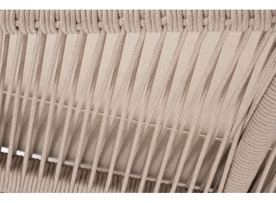 "Канны" левый модуль плетеный из роупа, основание дуб, роуп бежевый круглый, ткань бежевая 052 в Кургане
