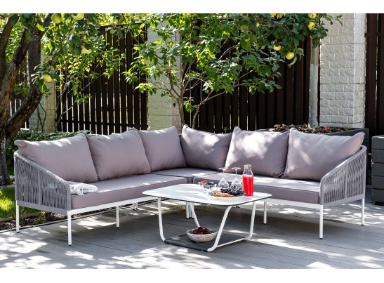 "Канны" модульная угловая лаунж-зона из роупа (веревки), цвет светло-серый в Кургане