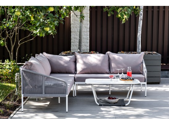 "Канны" модульная угловая лаунж-зона из роупа (веревки), цвет светло-серый в Кургане