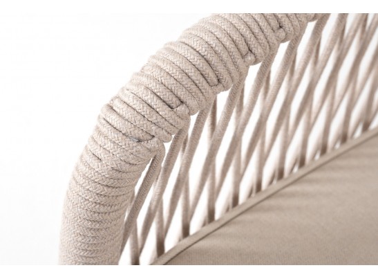 "Канны" правый модуль плетеный из роупа, основание дуб, роуп бежевый круглый, ткань бежевая 052 в Кургане