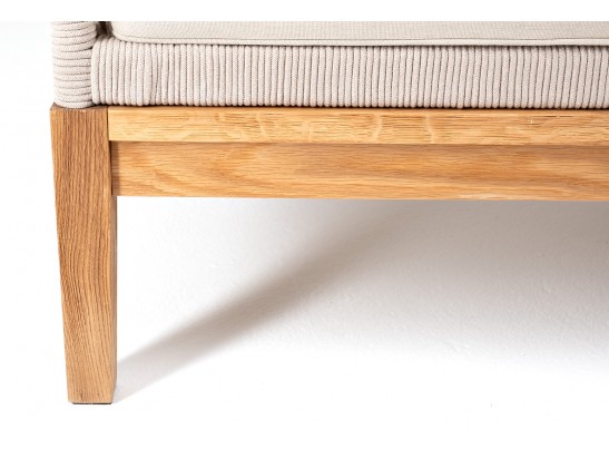 "Канны" правый модуль плетеный из роупа, основание дуб, роуп бежевый круглый, ткань бежевая 052 в Кургане