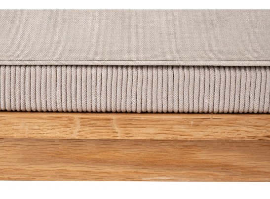 "Канны" правый модуль плетеный из роупа, основание дуб, роуп бежевый круглый, ткань бежевая 052 в Кургане