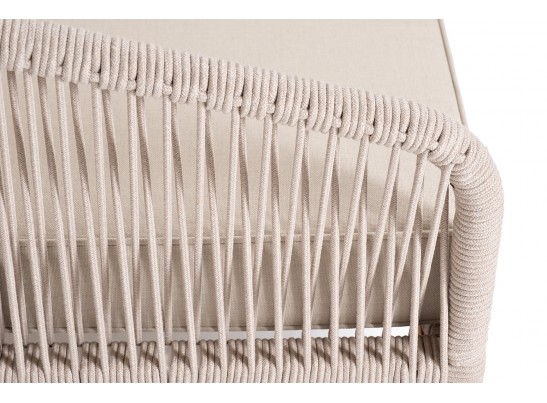 "Канны" правый модуль плетеный из роупа, основание дуб, роуп бежевый круглый, ткань бежевая 052 в Кургане