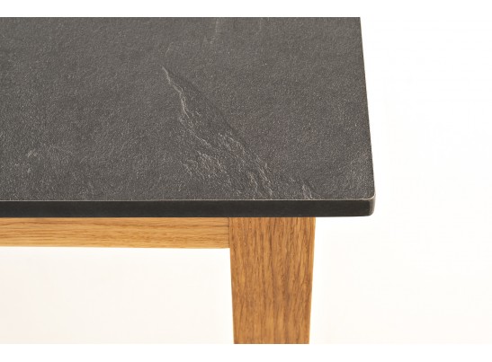 "Канны" журнальный столик из HPL 90х60, H40, основание дуб, цвет столешницы "серый гранит" в Кургане