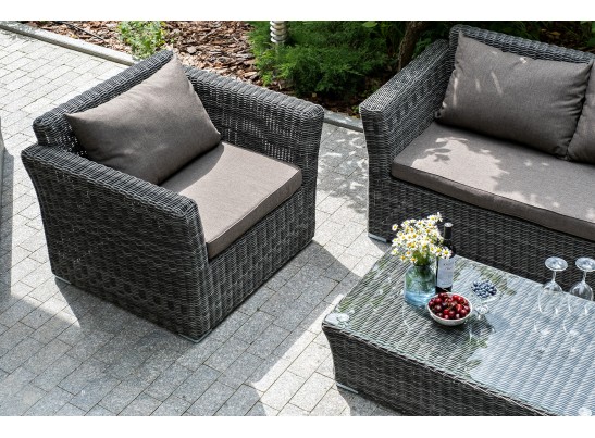 "Капучино Сингл" лаунж-зона из искусственного ротанга, цвет графит в Кургане